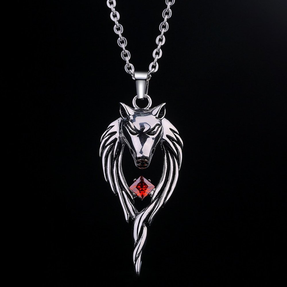 ❤️Retro domineering crystal wolf head pendant necklace for women/men, N90201P159